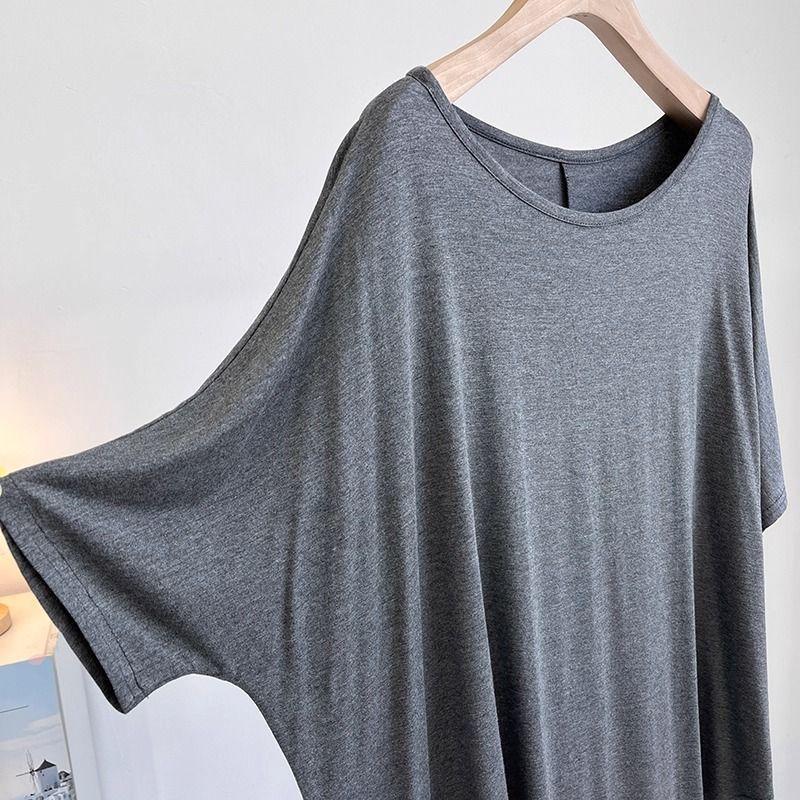 Футболка женская однотонная повседневная большого размера свободная с круглым вырезом пуловер с короткими рукавами топы