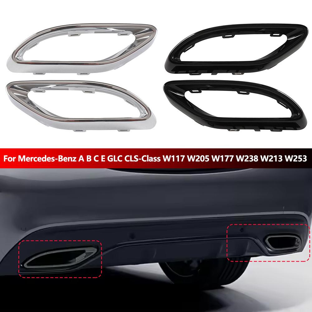Gloss Black Exhaust Tip Cover Trims Replacement for Mercedes‑Benz A B C E GLC CLS‑Class W117 W205 W177 W238 W213 W253