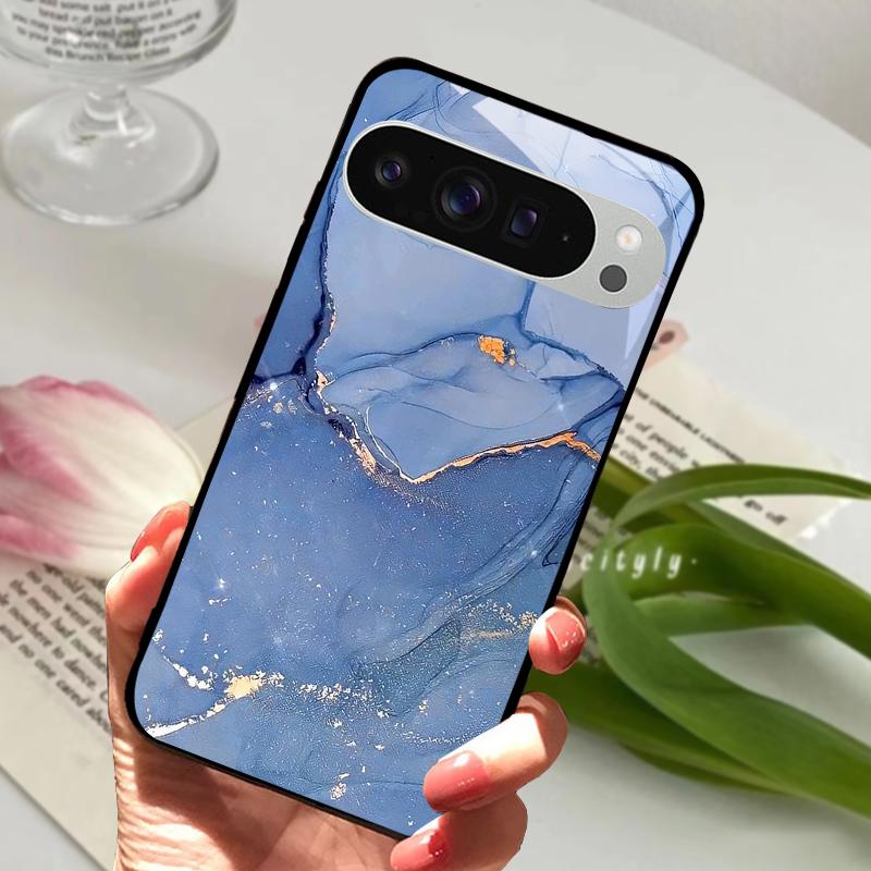 Модный Стеклянный Чехол для Google Pixel 8a Чехол Pixel8 Pro Жесткий ПК Закаленное Стекло Черный Чехол для Телефона Для GOOGLE PIXEL 8 Защитные Чехлы