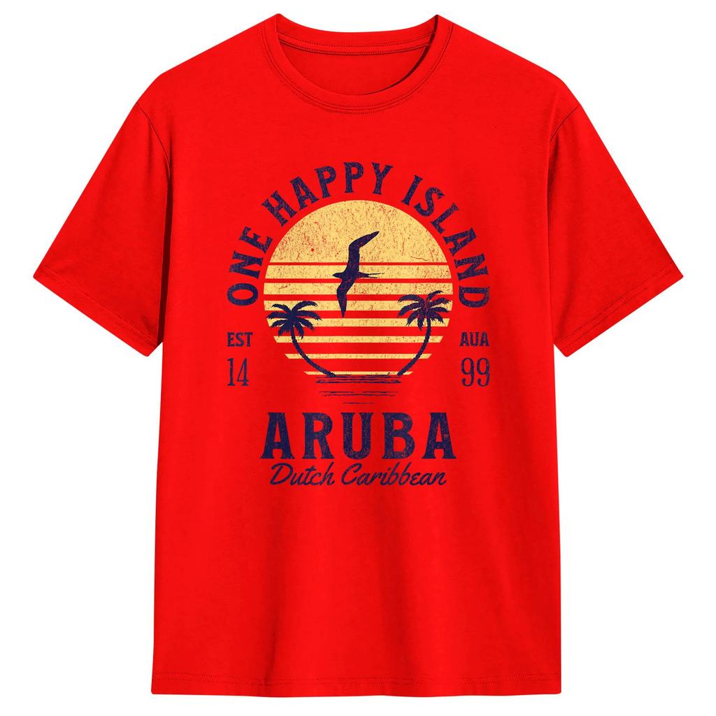 Aruba One Happy Island Souvenir TShirt Summer Cotton T Shirts For Unisex Casual Tshirt Short Sleeves YK Funny Top Tees