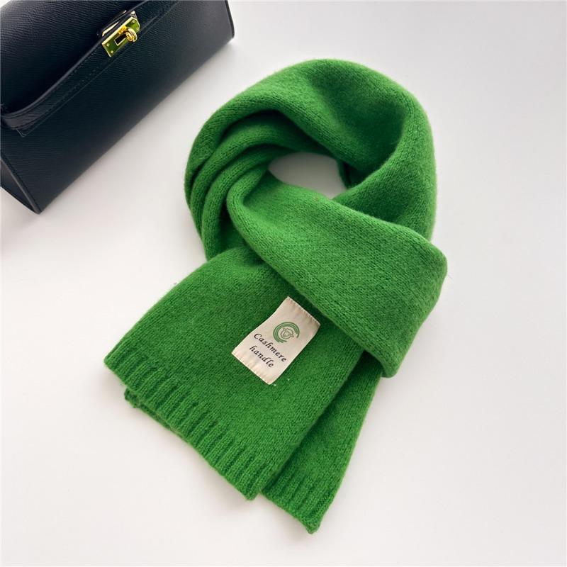 Selected Pure Cotton Wool 100% Cashmere Scarf Solid Color Student Men and Women Winter Warm Knitted Scarf Christmas