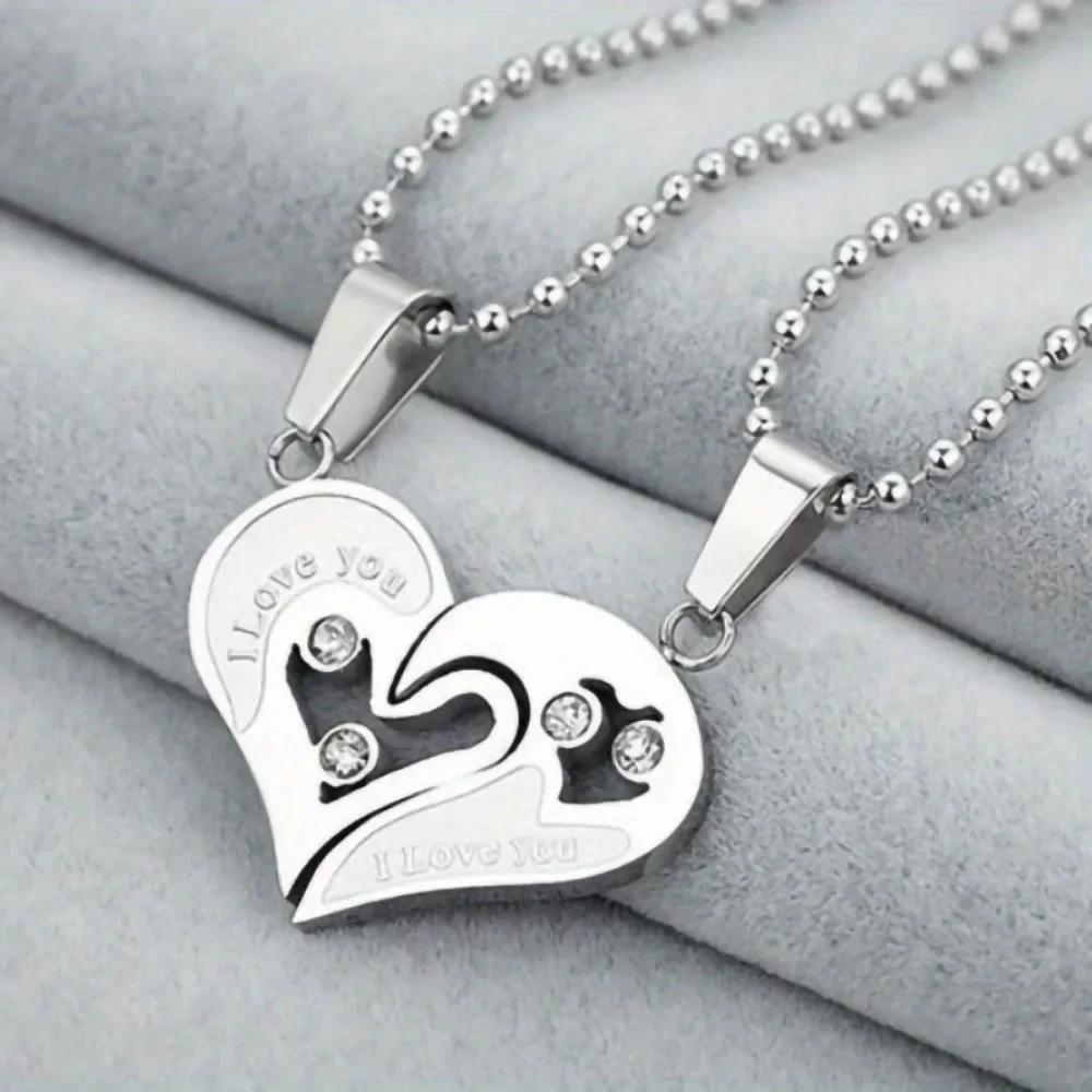 Пара Я Люблю Тебя Подарок на День Святого Валентина Подвеска из нержавеющей стали с парными буквами для влюбленных Женская подвеска-ожерелье
