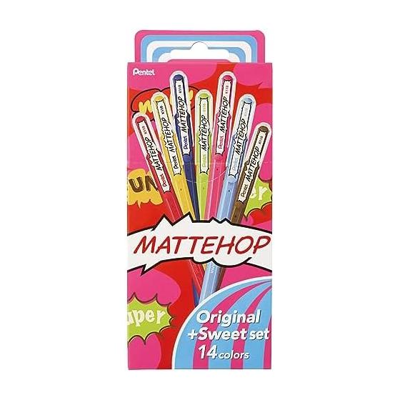 Pentel Color Ballpoint Pen Matte Hop Original + Sweet 14 Colors K110-V14ST Water-based Pigment Ink 1.0mm