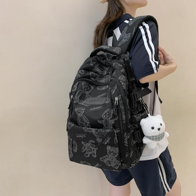 Schoolbag schoolbag boys and girls college students new junior high school students high school students bear print primary school girls backpack