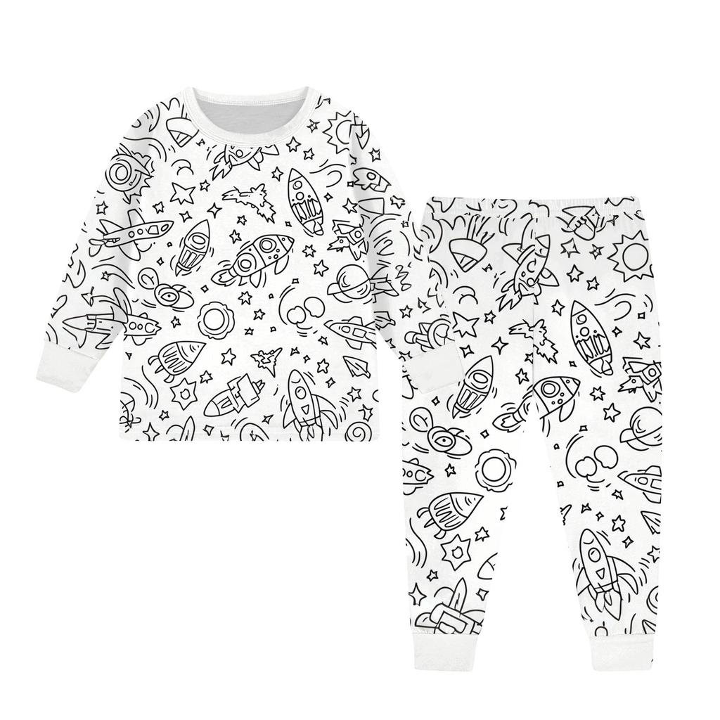 Детский раскрашиваемый брючный комплект для мальчиков и девочек, забавные наряды из 2 предметов, расписанные вручную в стиле DIY, мультяшные комплекты одежды для раскрашивания