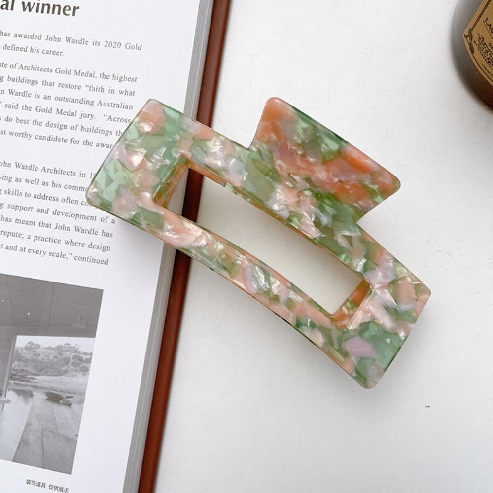 French Style Acetic Acid Hair Clip Colorful Shark Clip Rectangular Hollow Hair Claw  Female
