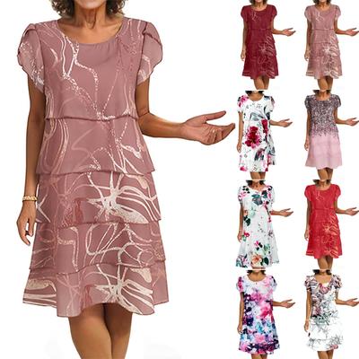 Платье в стиле бохо с короткими рукавами для женщин, повседневное, свободного кроя, летнее, сарафанное, с принтом