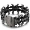 Мужской кожаный браслет Готический 30 мм шириной Цепочный браслет с пряжкой ремня Хип-хоп Браслет из нержавеющей стали Регулируемый браслет-манжета