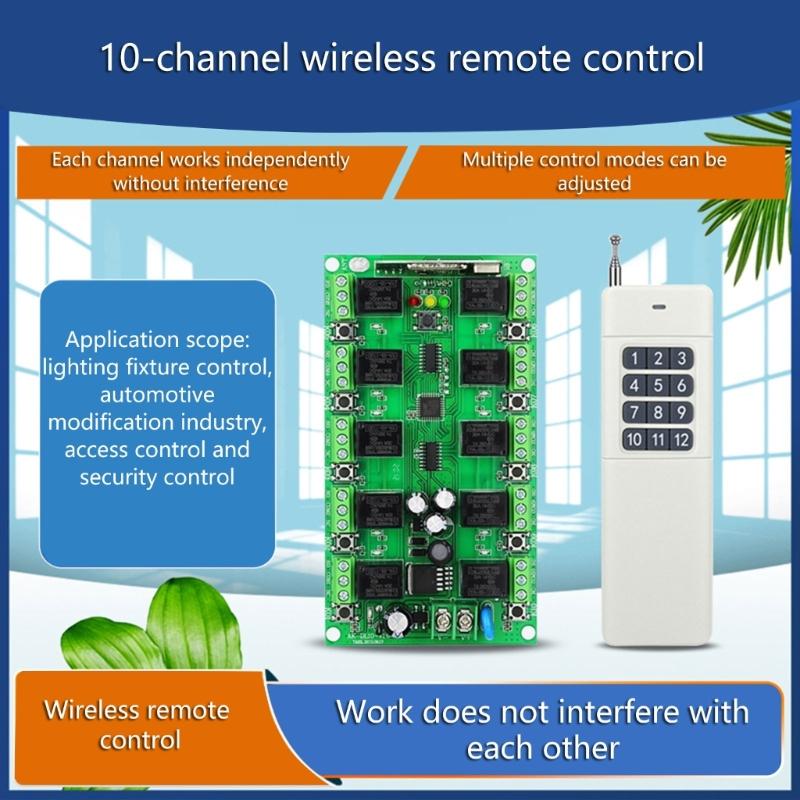 Портативные 10-канальные дистанционные переключатели DC12V Простая установка Портативный аксессуар для системы освещения и безопасности