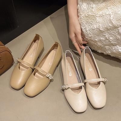 Темпераментные туфли-лодочки на мягкой подошве женские 2025 лето новые женские универсальные ветровые туфли Doudou с юбками на низком каблуке