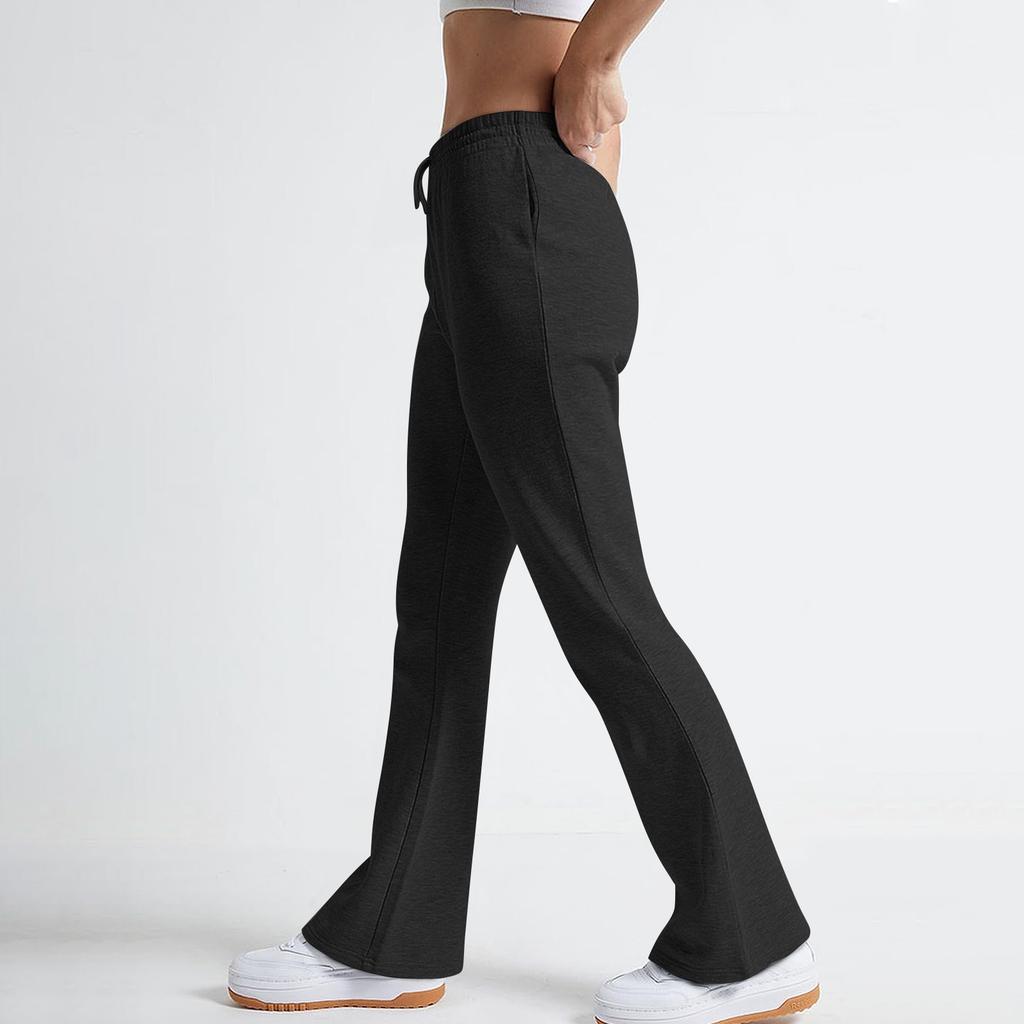 Женские расклешенные спортивные штаны с высокой посадкой, широкие спортивные штаны на кулиске
