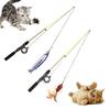 Pet Cats Kitten Funny Teaser Fishing Rod Retractable Wand Catnip Fish Shape Toy