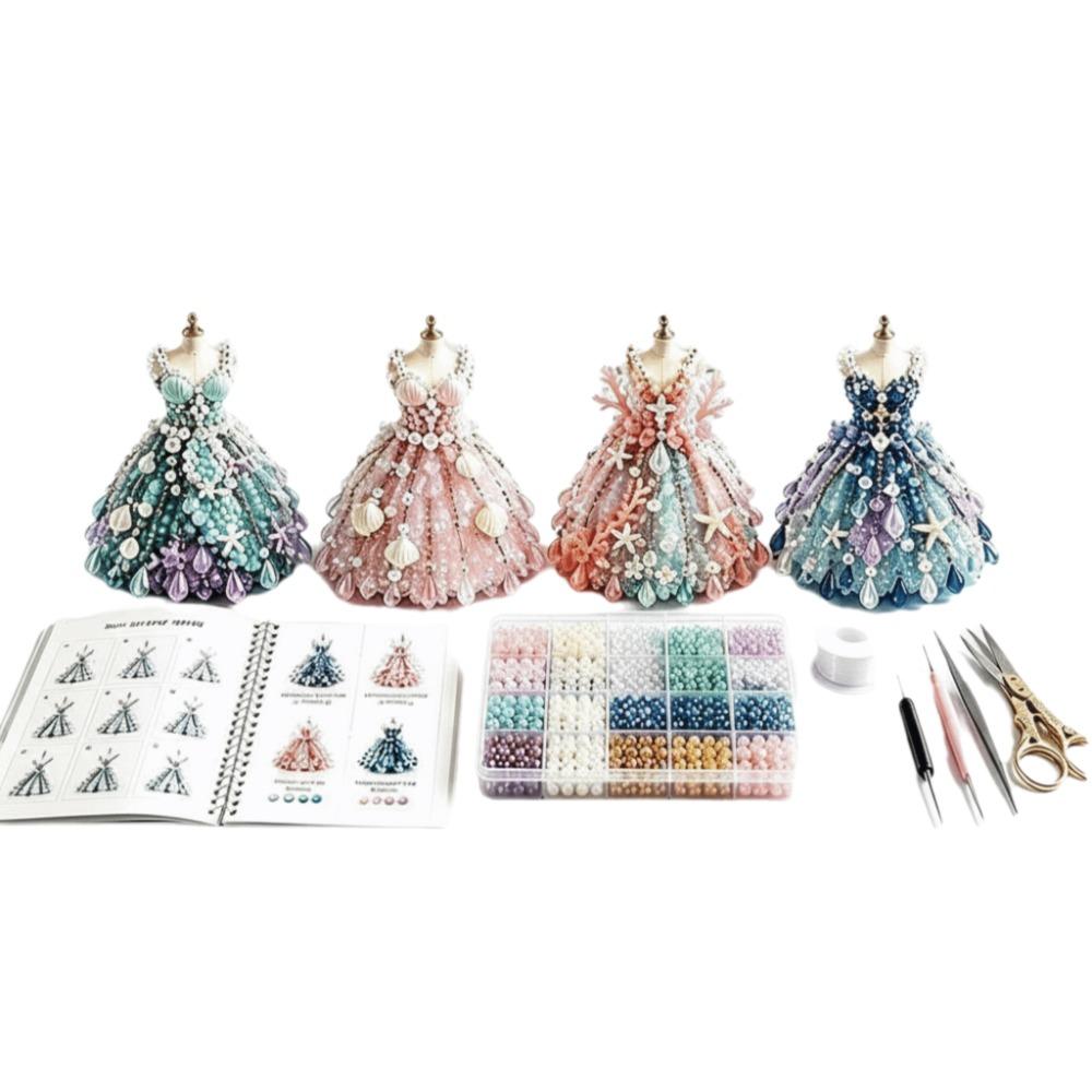 Dress Shape Bead Weaving Kit Tiny Beads Handmade Bead Art Kit For Adults & Kids