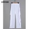 Ruffles Solid Colour Casual Sexy Mesh Pants See Through Women's Beach Holiday Trousers