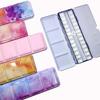 24-Color Tinplate Watercolor Paint Box with Card and Brush Holder