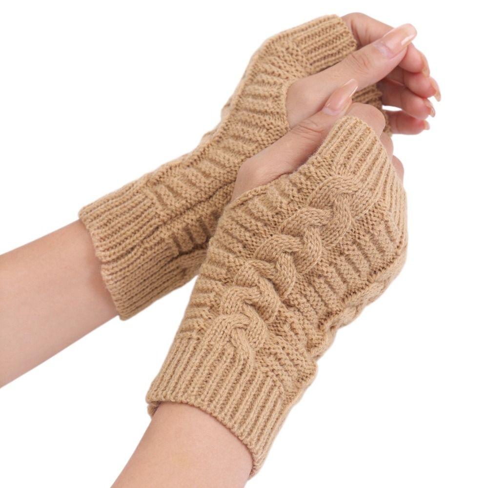 Outdoor Riding Mittens Knitted Gloves Half Finger Gloves Fashion Twists Gloves Men