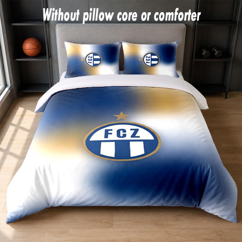 FC Zürich Design Bed Bedding Set 1 Duvet Cover + 2 Pillowcases Soft Breathable Household Bed Linens
