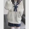Women's Small Japanese JK Furry Knitted Sweater Cardigan - Soft, Warm, Long-Sleeved for Autumn/Winter