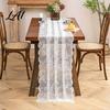 Elegant Table Runner Vintage Floral Lace Runner Sheer Embroidery Tablecloth Wedding Cover Decorative for Bridal Shower Party Lightweight