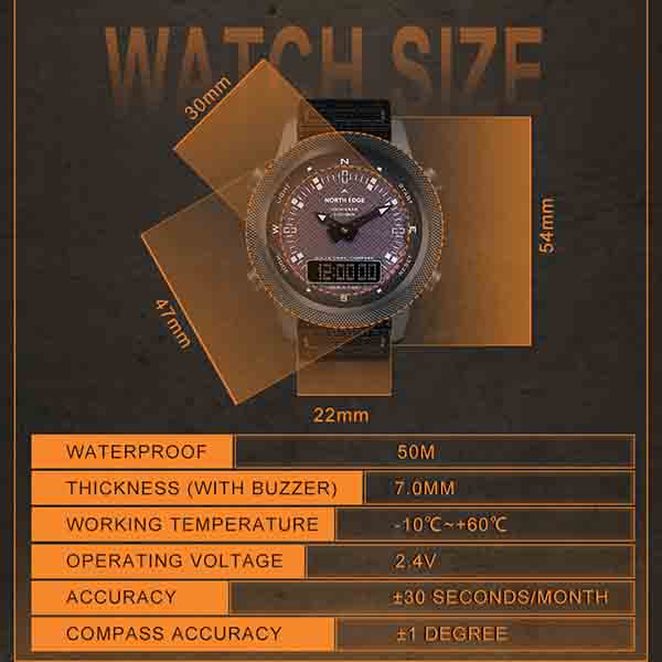 NORTH EDGE Мужские цифровые часы на солнечной энергии, мужские уличные умные часы, цельнометаллические водонепроницаемые часы с компасом 50 м, армейские часы в стиле милитари