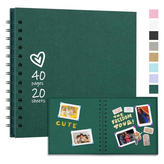 7-Inch Scrapbook Photo Album 40 Pages Twin-wire Binding DIY Hard Cover Spiral Wedding Travel Baby Shower Children