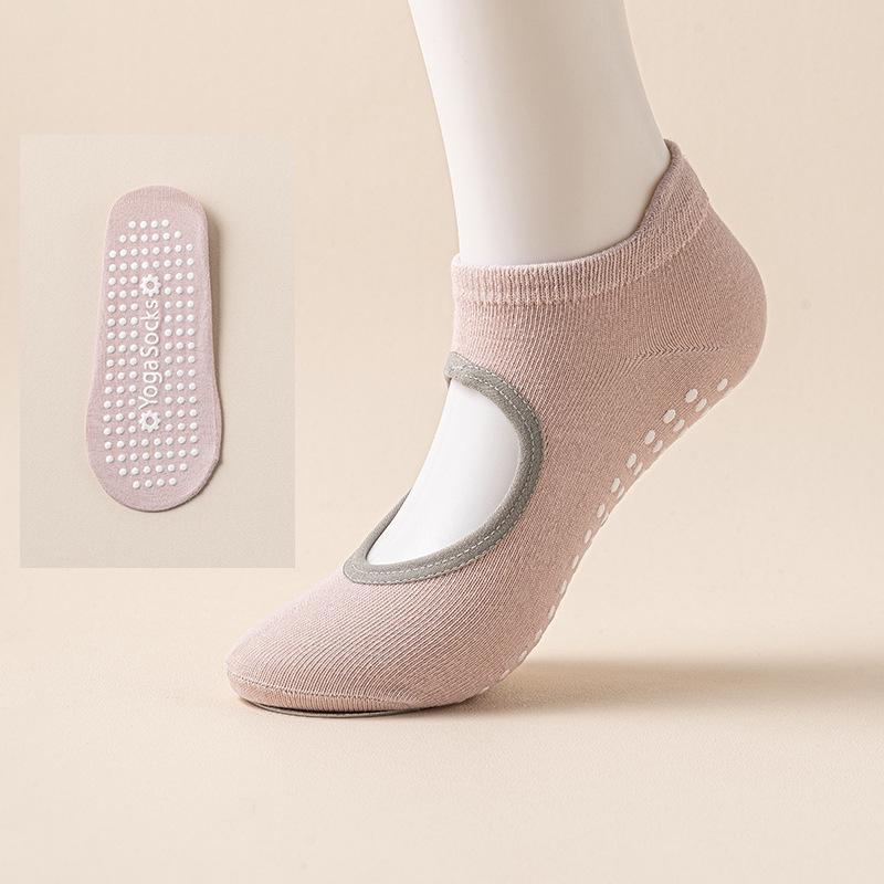 Женские нескользящие силиконовые носки для йоги и пилатеса - Дышащие, Влагоотводящие, С открытой пяткой