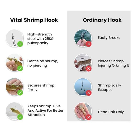 10/20/30Pcs Luminous Live Shrimp Fixing Hook Heavy Duty Metal Barbed Fishhook Freshwater Saltwater Catfish Bass Fishing Hook Fishing Accessories