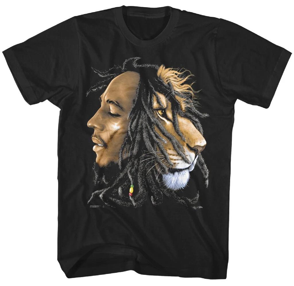 Bob Marley Profile Lion T Shirt Mens Rock and Roll Classic Band Tee New Black