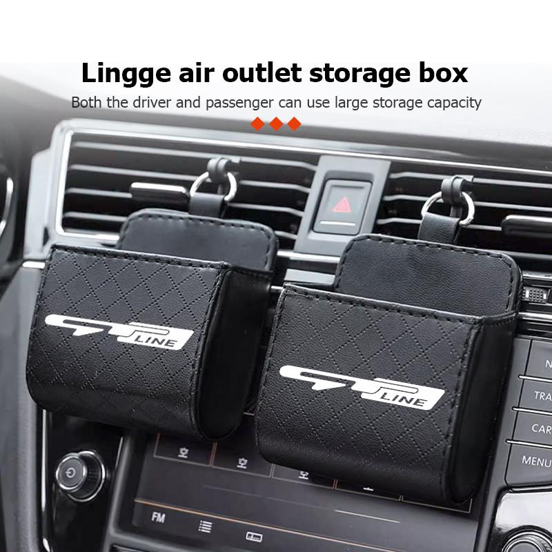 JUNT9 For KIA Leather Car Interior Air Vent Storage Box Mini Phone Glasses Storage Case Rio K5 K2 Sportage Ceed Sorento Picanto