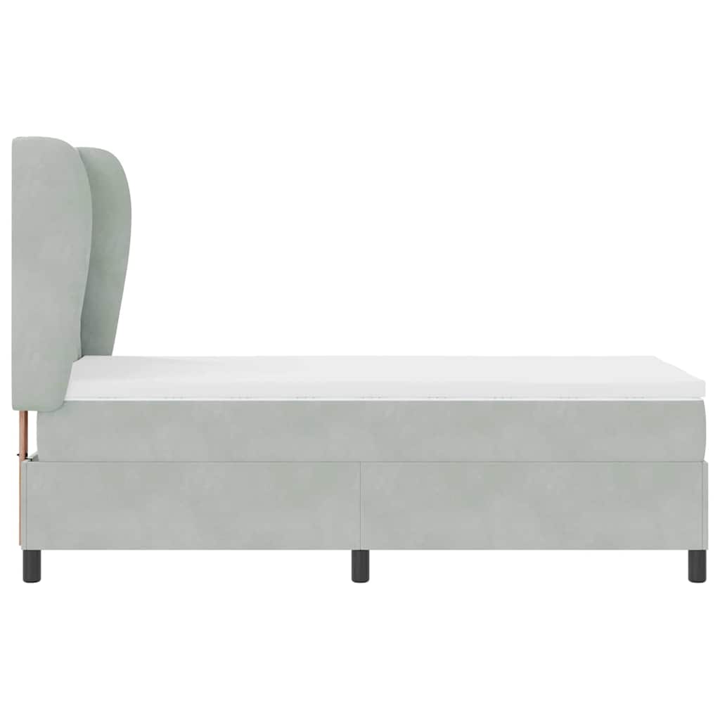 Boxspring Bed with Headboard Light Gray 200 x 100 cm Velvet