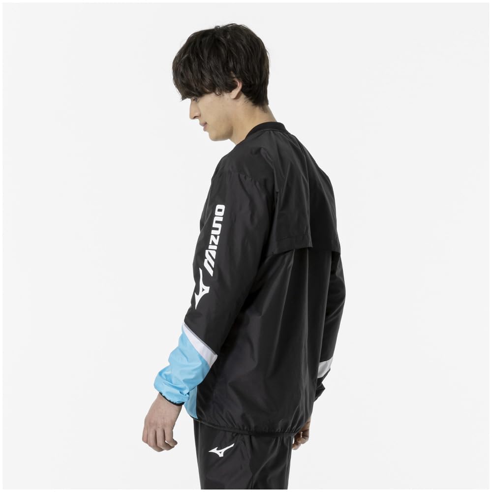 Tennis Wear Windbreaker Shirt Water Repellent Standard Silhouette Mesh Lining 62MEA504 Black X Blue Atoll M [Mizuno]
