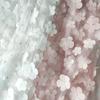 Pink And White Flower Floral Lace Skirt Fabric Mesh Sprinkling Silver Three-Dimensional Laser Embroidery Petal Clothing Veil