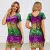 10542 Европейское и американское мини-платье для вечеринок с градиентными пайетками, V-образным вырезом и открытой спиной