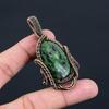 Ruby Zoisite Gemstone Pure Copper Wire Wrapped Handmade Pendant Jewelry