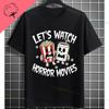 Funny I Just Want To Pet Dogs Watch Horror Movies Graphic Tshirt Short Sleeve 100cotton Casual Streetwear Humor Style Tshirt