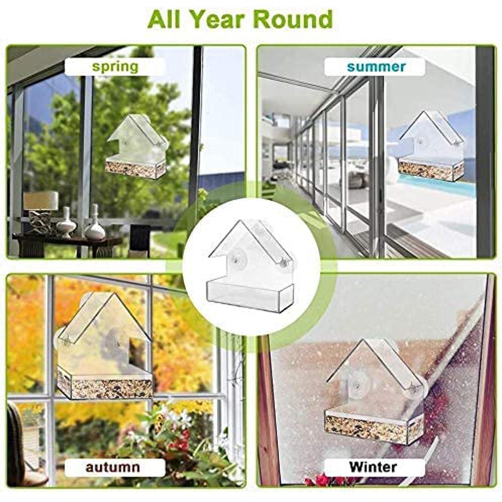 Кормушки для птиц на окно своими руками, тип с сильной присоской, прозрачное устройство для кормления птиц