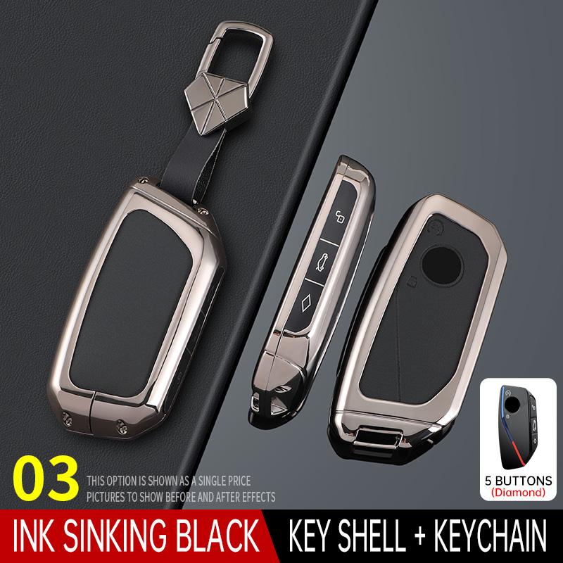 Styling Mouldings Cortex Car Remote Smart Key Fob Case Cover Shell Holder Bag with Keychain For BMW 7 Series XM IX I7 X7 G07 202