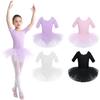 Girls Ballet Dance Leotards Short Sleeve Gymnastics Leotard Dress Tutu Skirts for Stage Performance