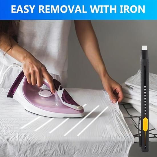 Fabric Chalk Marker Heat Erasable Sewing Chalk Pen Fabric Marking Pen with Chalk Refills for Quilting Embroidery DIY Sewing Tools