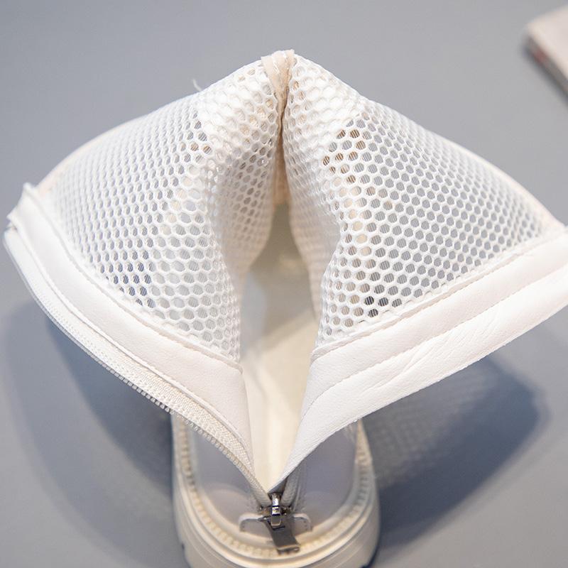 Детская летняя обувь для девочек, модные сандалии, высокие сетчатые ботинки, дышащие сетчатые шнурки, украшение с вырезом на молнии, стиль Ins