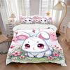 3pcs Lively White Rabbit Pattern Bedding Three-Piece Set (No Fillings), Soft and Comfortable M072