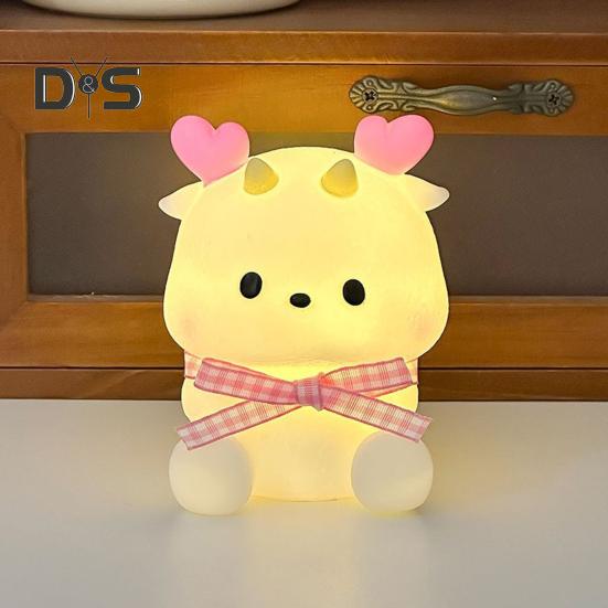 Bear Night Light Cute Silicone Lamp Soft Glow Flicker Free Battery Powered Cartoon LED Bedside Lamp Room Decoration