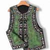 Cotton Vest for Women Linen Sleeveless Vintage Vest Oversize Prints Versatile Casual Buttons Vest