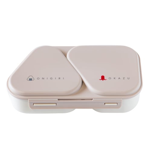 OSK Ланч-бокс Онигири, 465 мл, Мокко-бежевый, с прессованной формой, антибактериальный, с замком, можно использовать в микроволновой печи, LS-15, Сделано в Японии