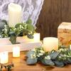 Rose Pillar Candle Holder Artificial Green Leaves Christmas Candle Rings  Party