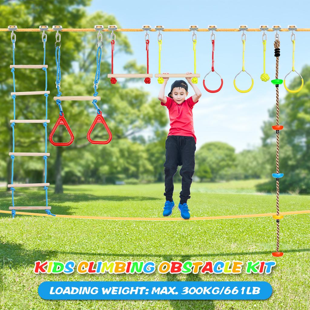 Kids Climbing Obstacle Kit Children Line Hanging Obstacle Course Outdoor Playset Swing Accessories