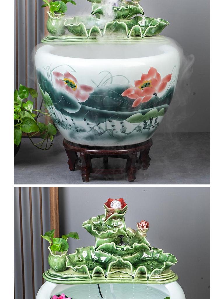 Цзиндэчжэньский аквариум для золотых рыбок: Напольный керамический водный объект для балкона, офиса или гостиной.