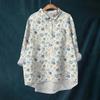 Women's Shirt Blouse Long-sleeved With Buttons Print Casual Hem Irregular Shirt Collar Top