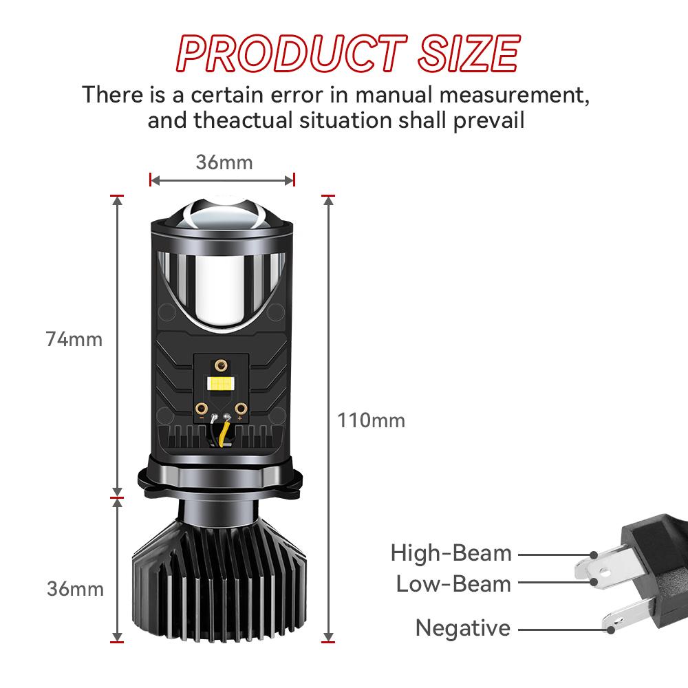 90W 20000LM Auto Lamp Mini Lens LED H4 Bulbs Headlight Car Motorcycle Dual Projector Len Turbo Fan LED Automotive Moto 12V 24V