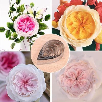 7 шт./набор из нержавеющей стали в форме капли воды, нож для печенья в виде лепестка розы, формы для домашней выпечки, инструменты для обработки сахара и выпечки, украшения тортов